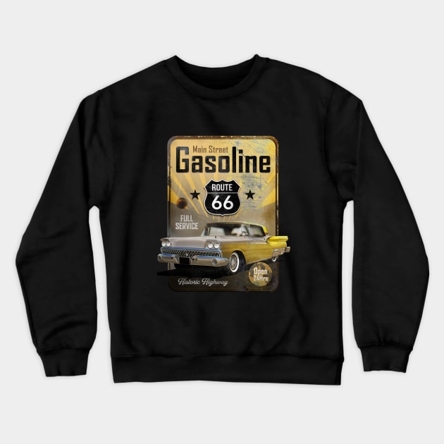 Route 66 Gasoline Crewneck Sweatshirt by hardtbonez